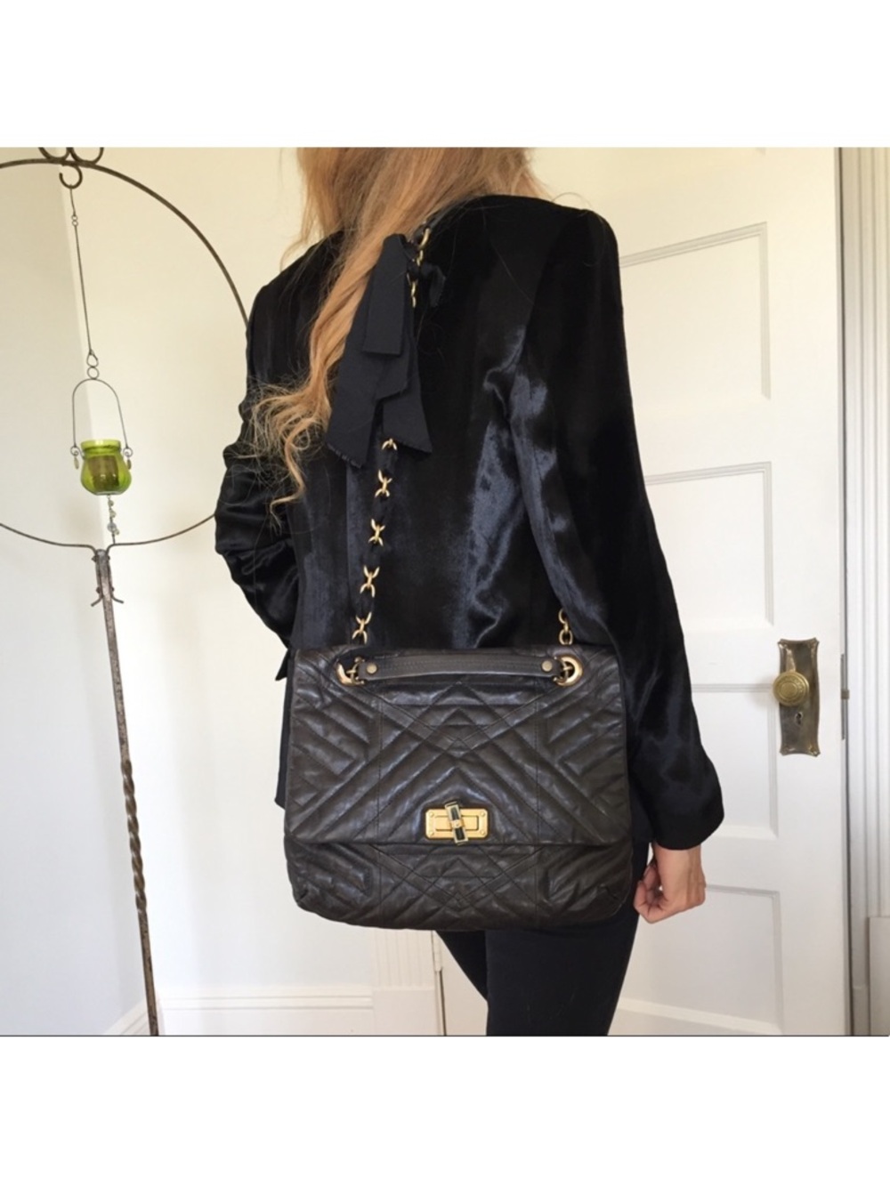 Lanvin Black leather quilted happy bag